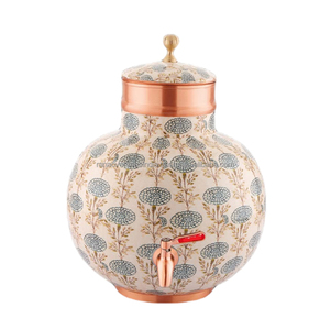 Tanque de almacenamiento de agua de cobre puro de alta calidad más vendido con diseño impreso de esmalte floral en dos tonos al mejor precio - Product Image 6