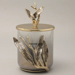 ชุดกระป๋องเก็บอาหารลายดอกไม้สำหรับห้องครัว โลหะหรูหรา ขายส่ง สแตนเลสชุบทองเหลือง - Product Image 4