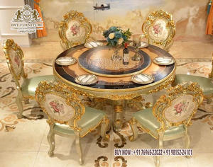 Table à manger et ensemble de chaises en teck de luxe de conception italienne moderne, sculptées à la main, avec taille et couleur personnalisables - Product Image 2