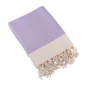 Lavender Checkered Pattern Cotton Woven Throw <b>Blanket</b> Rectangle Fringe Home Use Machine Washable <b>Fluffy</b> Adult Eco-Friendly - Product Image 4