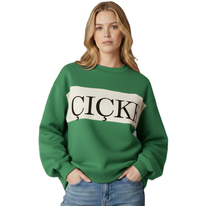 Sweat-shirt décontracté et confortable pour femme, col rond, 100% coton molletonné, écologique, coupe ample et décontractée, pull d'hiver - Product Image 1