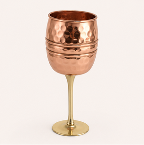 Handcrafted Hammered Pure <b>Copper</b> Wine Goblet with Brass Stem Luxury <b>Copper</b> Wine Glass For Barware Weddings And Home Decor - Product Image 1
