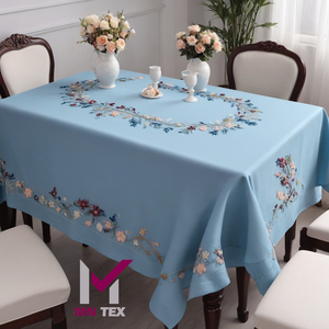 Venta al por mayor de Mantel rectangular de algodón tejido lavable y diseño impreso para hoteles, hogares e industrias de catering - Product Image 4