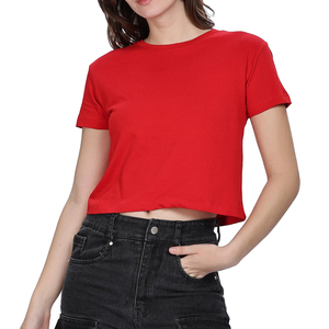 Hot Selling Summer Casual Women's 100% Cotton Breathable Eco-Friendly Quick Dry Anti-Pilling Crop <b>Top</b> T-Shirt Gym Custom Logo - Product Image 1