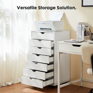 Organizer per cassettone in legno a 7 cassetti armadietti mobili con ruote per ufficio o cassettone - Product Image 5