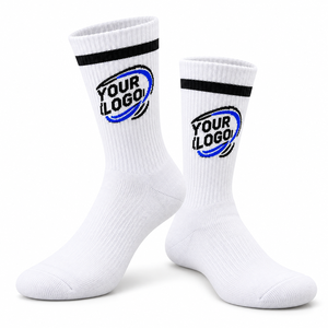 Chaussettes de sport personnalisées avec logo, marque privée, en coton, avec bord côtelé, chaussettes athlétiques décontractées, fabricant OEM ODM - Product Image 2