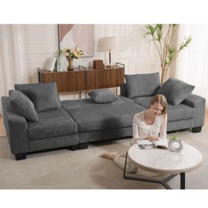 Nuovo Arrivo: Divano Letto Oversize a U da 114 Pollici, 2-in-1, Convertibile, con Funzione Estraibile, per Soggiorno, con Video - Product Image 2