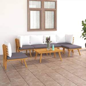 Set lounge da giardino in legno massello di acacia grigio scuro - Product Image 1