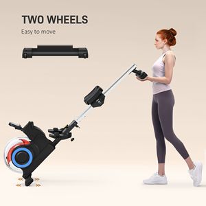 Vogatore d'acqua pieghevole bianco per allenamento cardio con monitor LCD e supporto per tablet, pratico con ruote - Product Image 5