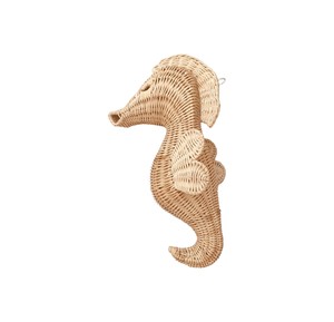 Décoration murale en rotin en forme de hippocampe mignon pour chambre d'enfant, art tissé naturel, décoration durable pour chambre de bébé - Product Image 1