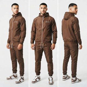 Wholesale Hooded <b>Windbreaker</b> Jacket 100% Nylon Waterproof Jogger Pant Men's Rain Wear Water Proof Hooded Jacket Jogger Set - Product Image 5