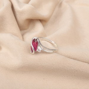 Pink Rubellite Gemstone <b>Ring</b> 925 Sterling Silver Vintage Statement Jewelry Natural Tourmaline for Women Elegant Gift Rhodium - Product Image 3