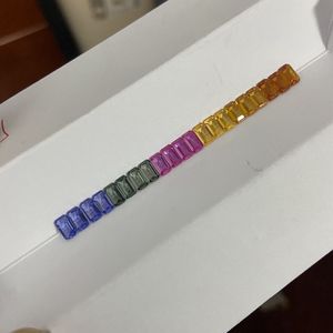 <b>rainbow</b> baguette <b>lab</b> sapphire vibrant multicolor step cut gemstone sleek rectangular stone for fine jewelry making - Product Image 3