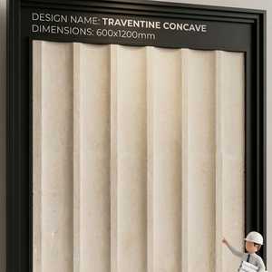 Travertine Concave Flexible Tiles <b>Wall</b> Panel Slate Curve Tile MCM Matte Ceramic <b>Wall</b> Tiles Minimalist Solid Texture Interior Use - Product Image 3