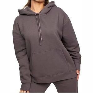 Sweat-shirt à capuche oversize pour femme, couleur unie, en polaire, à manches longues, décontracté, grande taille, respirant, en coton, pour l'automne - Product Image 1