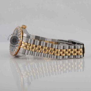 Splendid Jewelry Montre de luxe pour homme en argent bicolore avec diamants Moissanite, mouvement à quartz ETA, boîtier de 28 mm, verre saphir, fermoir pliant - Product Image 2