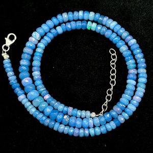 สร้อยคอโอปอลไฟเอธิโอเปียสีลาเวนเดอร์ธรรมชาติทรงรอนเดลล์เจียระไน ขนาด 4-6 มม. ประดับด้วยลูกปัดอัญมณี สร้อยคอแฟชั่นสำหรับผู้หญิง - Product Image 1