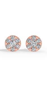 Boucles d'oreilles clous en or 14K avec diamants de laboratoire taille brillant ronde en grappe, motif cœur lumineux, bijoux fins de luxe, fournisseur en gros - Product Image 2