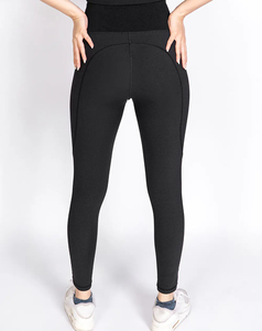 Leggings de sport et yoga pour femmes, taille mi-haute, respirants, unis, vintage, sans coutures, personnalisables, ajustés, 100% polyester, en velours côtelé, longueur genou - Product Image 4