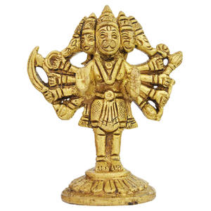 Figura de pie de cinco cabezas de Hanuman Idol de latón de 3 pulgadas hecha a mano para regalar hecha en India - Product Image 1