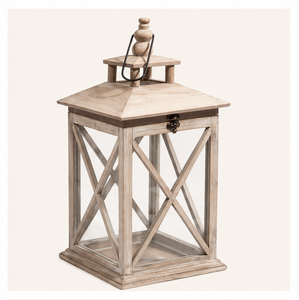 Farol de Madera de Acacia Rústico Hecho a Mano con Paneles de Vidrio, Portavelas Decorativo Estilo Rústico para Centros de Mesa de Boda - Product Image 5