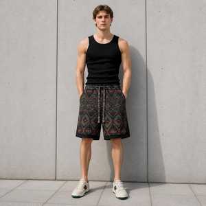 Shorts Bermuda pour homme à motif géométrique, cordon de serrage, vêtements décontractés, tissu polyester - Product Image 6