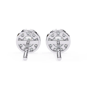 Boucles d'oreilles clous halo en diamant rond, argent sterling 925, 0,27 ct au total, diamants centraux de 3,2 mm, diamants latéraux de 1,6 mm, bijoux fins - Product Image 4
