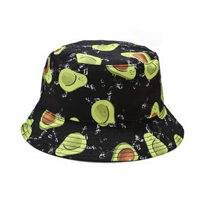 Chapeau Bob Décontracté Noir Vert Avocat à Motif Textile Fin Tissé, Ventilé, Léger et Durable pour l'Extérieur - Product Image 1