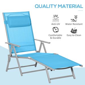 Silla Plegable Portátil para Exteriores, 7 Posiciones Ajustables, Gravedad Cero, Tumbona Reclinable Triple con Almohada - Product Image 4