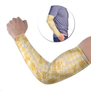 Manchon de compression unisexe à manches longues en soie glacée jaune UPF50+ avec impression par sublimation, toutes saisons, Splendid Apparel - Product Image 1