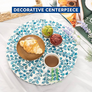 Bandeja de servicio brillante ecológica giratoria de flor azul de ratán elegante de moda 2025 personalizada para comida Vietnam - Product Image 3