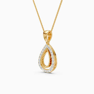 Pendentif élégant en moissanite taille princesse avec halo, plaqué or 18 carats, en laiton, style religieux, forme goutte, sertissage à griffes numérotées - Product Image 3