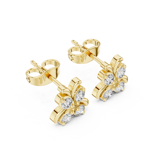 Pendientes de Diamantes Cultivados en Laboratorio con Corte Redondo, Oro de 14K/18K, Diseño de Mariposa con Cuatro Piedras de Diamante, 0.36CT DEF VVS, Joyería Elegante para Novias, ODM - Product Image 4