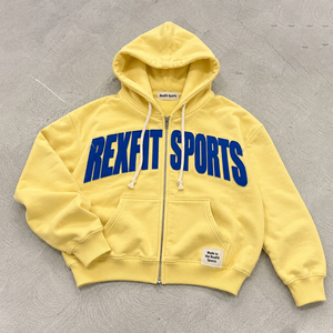 Sudadera con capucha extragrande personalizada con cremallera completa, letras grandes con apliques desgastados en el pecho, tejido de forro polar suave y estilo urbano relajado. - Product Image 6