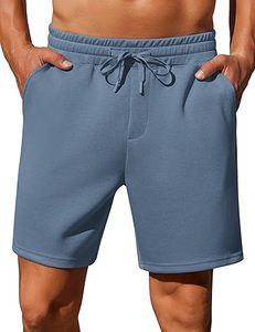 Shorts de sport bleu clair pour homme avec cordon de serrage, décontractés, pour l'entraînement et la gym, avec poches latérales - Product Image 1