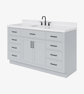 Meuble-lavabo de salle de bain Timothy sur mesure de 60 pouces, avec vasque simple, 9 options de finition, directement de l'usine au Vietnam - Product Image 2