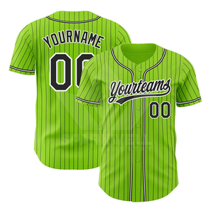 Custom Printed Green Striped Heat-Transfer Printed Baseball <b>Jersey</b> <b>Short</b> Sleeve Breathable Polyester Button Front Personalized - Product Image 6