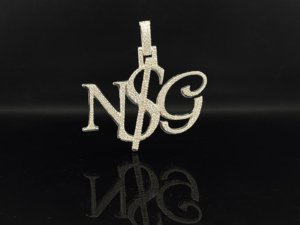 Colgante de Letra NS Victory Titan con Diamantes CZ Personalizados Ice Legacy, Chapado en Plata, Cristal y Diamantes de Imitación, Estilo Hip Hop, Unisex, para Regalo - Product Image 3
