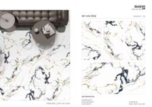 Azulejos de porcelana de calidad de exportación, superficie dorada de alto brillo en tamaño 60x120cm 600x1200mm 24x48 para interiores de primera calidad - Product Image 2