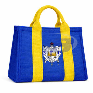 Sac fourre-tout en jute résistant à l'eau avec fermeture éclair et lettres grecques élégantes pour les membres de la sororité Sigma Gamma Rho SGR - Product Image 1