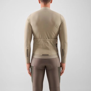 Maillot de cyclisme personnalisé beige à manches longues, fermeture éclair intégrale, ourlet en maille respirante, pour vélo de route, tenue d'équipe, vêtement de sport, uniforme - Product Image 4
