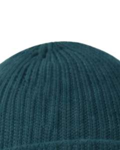 Bonnet en tricot côtelé turquoise personnalisé avec logo brodé blanc, chaud et doux pour l'hiver, en acrylique, fabrication sur mesure OEM, unisexe - Product Image 4