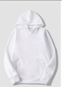 Sudadera con Capucha Unisex Blanca, 100% Algodón, Corte Regular, Informal, Tejida, Invierno, Color Sólido, Impresión Digital, Ecológica - Product Image 3