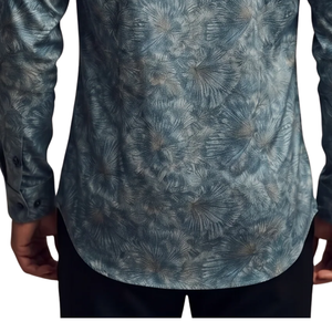Slate Blue Mens Floral Printed Long Sleeve Shirt Button Down Casual Slim Fit Fashion <b>Dress</b> Shirt Custom Apparel Manufacturer - Product Image 5