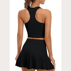 Conjunto Deportivo de Dos Piezas para Mujer, Falda de Tenis de Alta Calidad, Ajuste Delgado, Estilo Relajado, Top Deportivo Corto, Estilo Único - Product Image 2