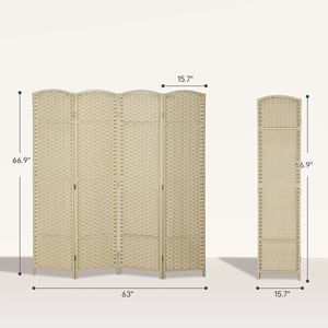 Divisorio Pieghevole a 4 Pannelli Alto 5,6 Metri Beige, Paravento per Privacy, Separatore per Casa e Ufficio Autoportante - Product Image 3