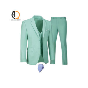 Costume d'affaires orange pour homme, coupe ajustée, simple boutonnage, col à revers, mélange polyester-laine, infroissable - Product Image 3