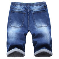 Shorts en jean vintage pour homme, coupe droite, 100 % coton, séchage rapide, avec fermetures éclair ornées de strass, taille mi-haute, style droit, bleu/noir hiver