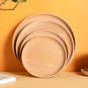 Plateaux ronds en bois naturel faits à la main, sur mesure, modernes, pour servir la nourriture à la maison, à l'hôtel, au restaurant - Product Image 2