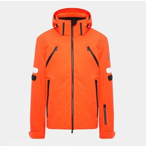 Men's Orange Waterproof Ski Jacket With Hood And Zipper Closure Gore-<b>Tex</b> Material Synthetic Insulation Left Sleeve Logo - Product Image 1